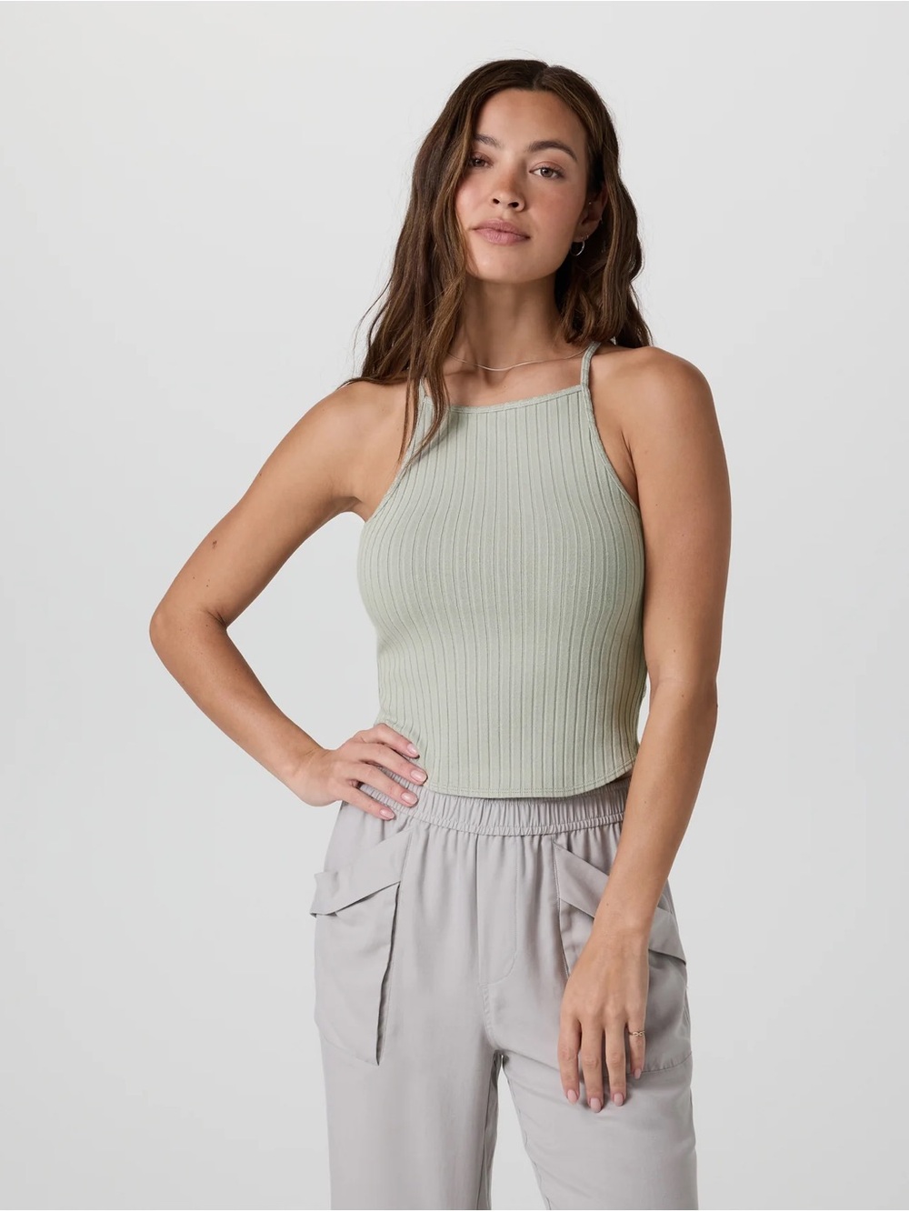 Vuori Marina Ribbed Tank in Talc Size Medium